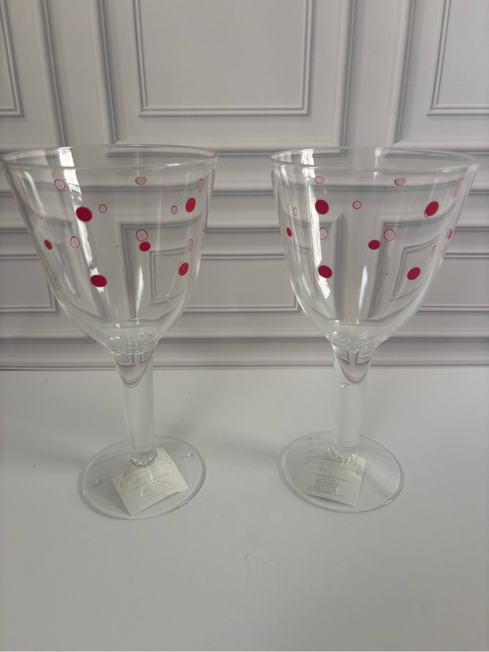 Brand new Temp-tations Red Polka Dot Plastic Wine Glasses – Set of 2